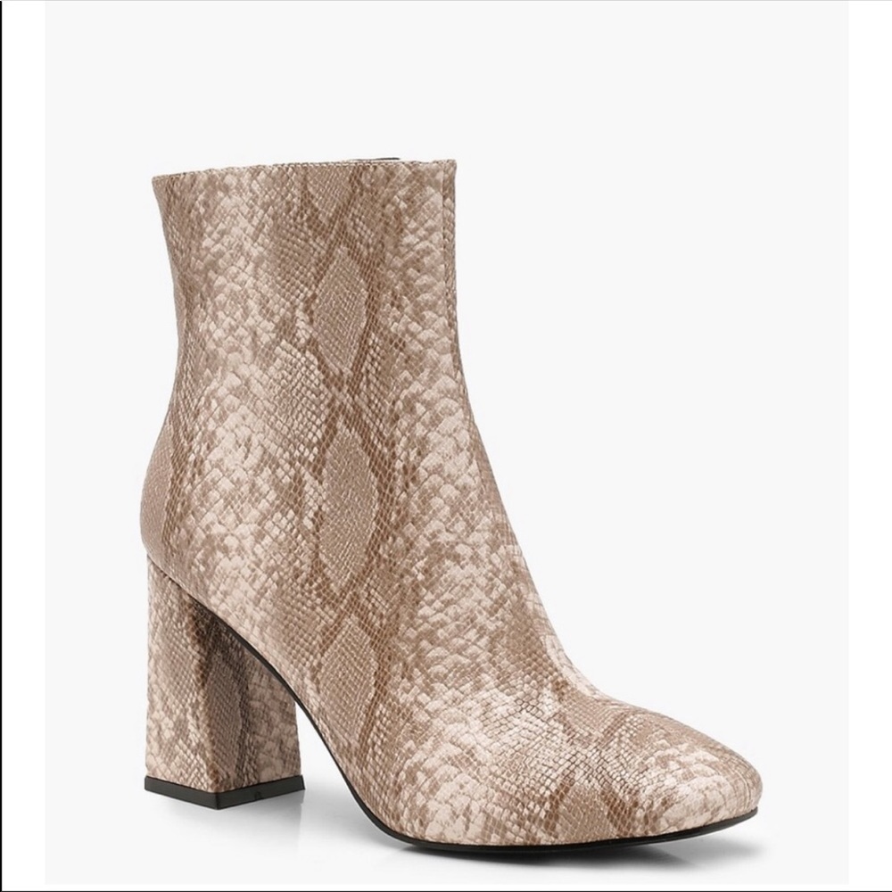 Snakeskin booties. Size 7